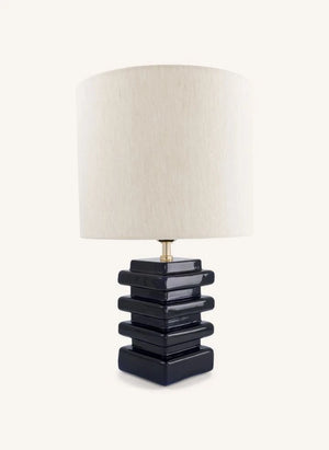 The Socialite Family - Marta Table Lamp: Ceramic and Pleated Cotton | Night Blue