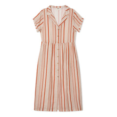 Matona - Striped Linen Midi Shirt Dress | Off White