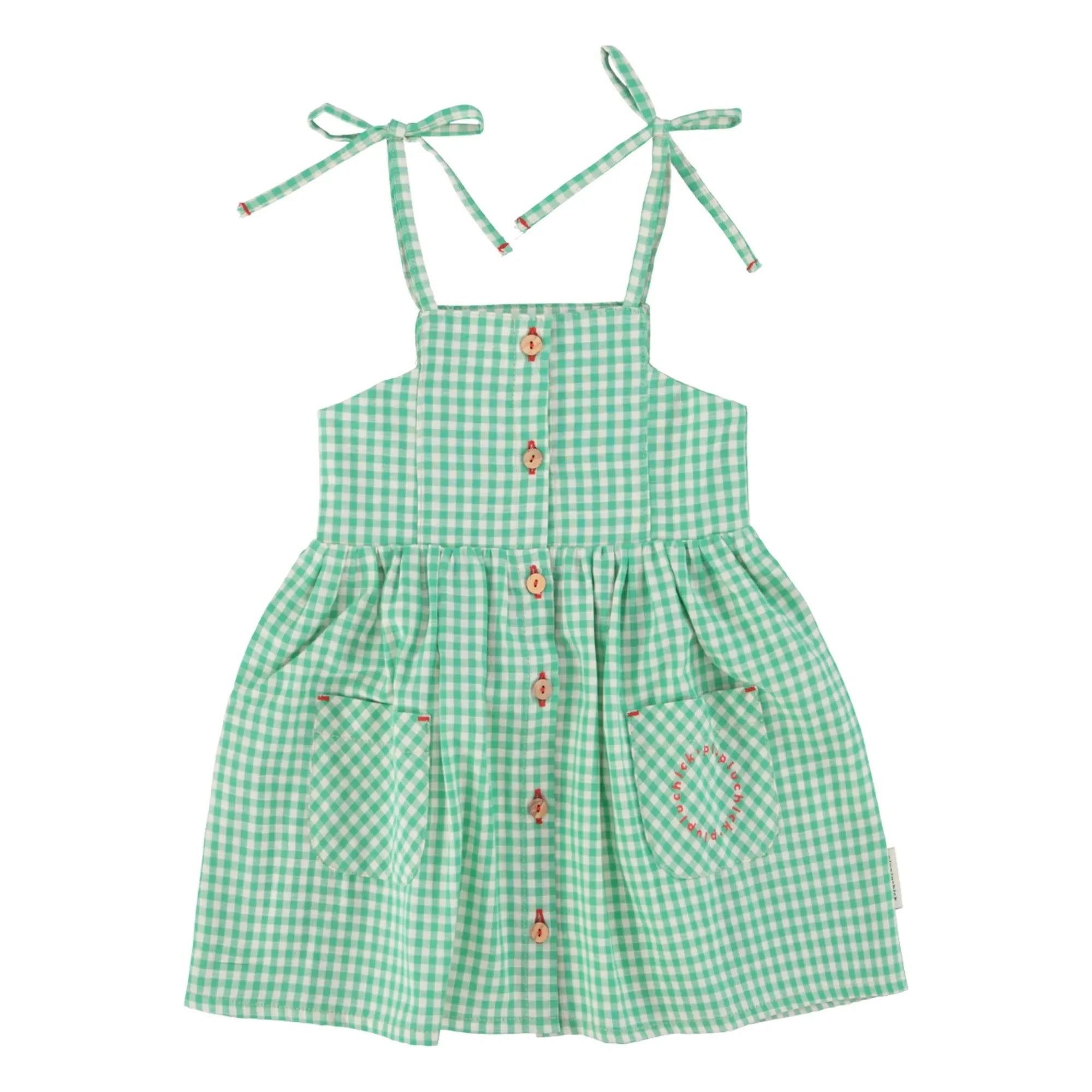 Piupiuchick - Gingham Organik Pamuk Kısa Elbise | Turkuaz