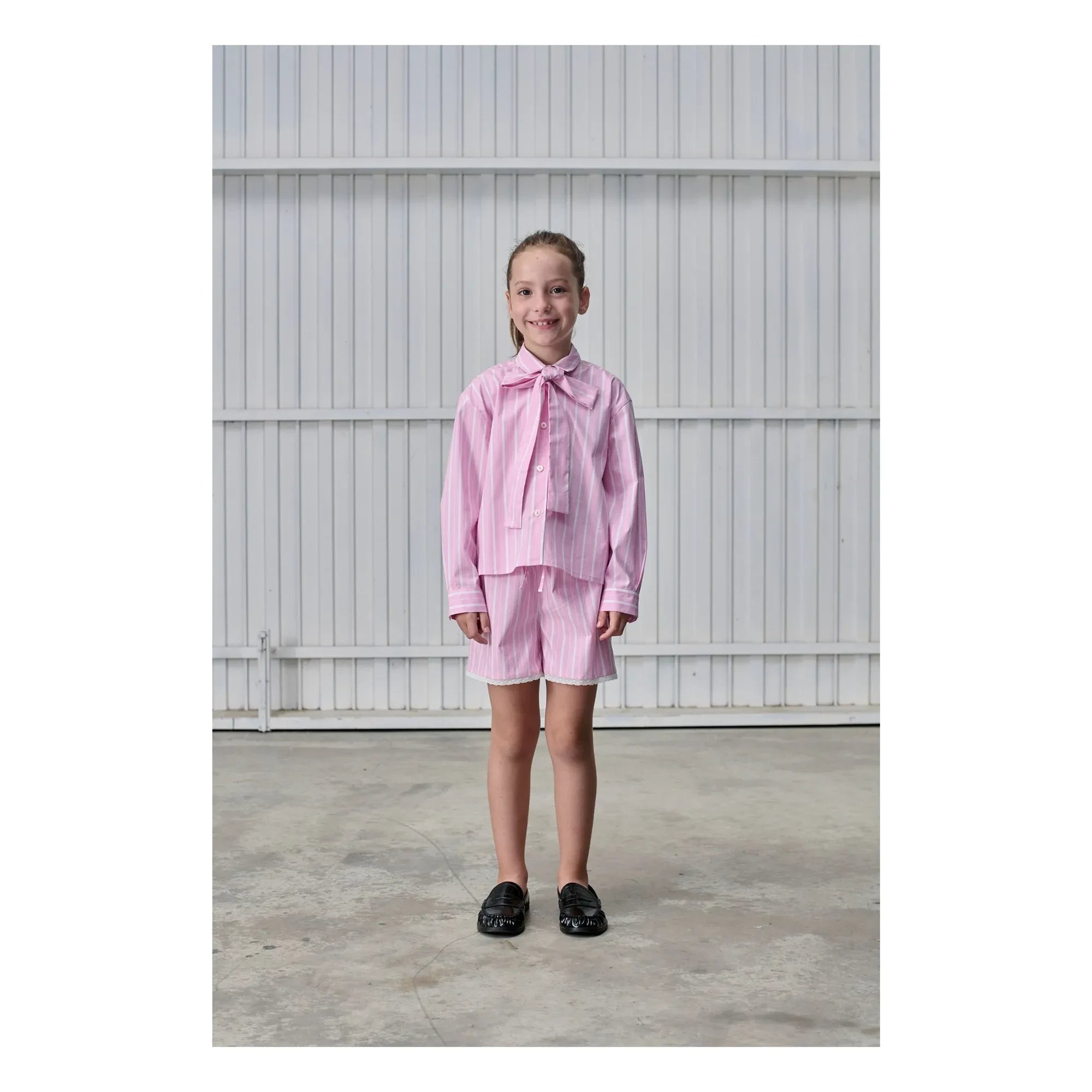 Tangerine - Striped Wide Shorts | Pale Pink