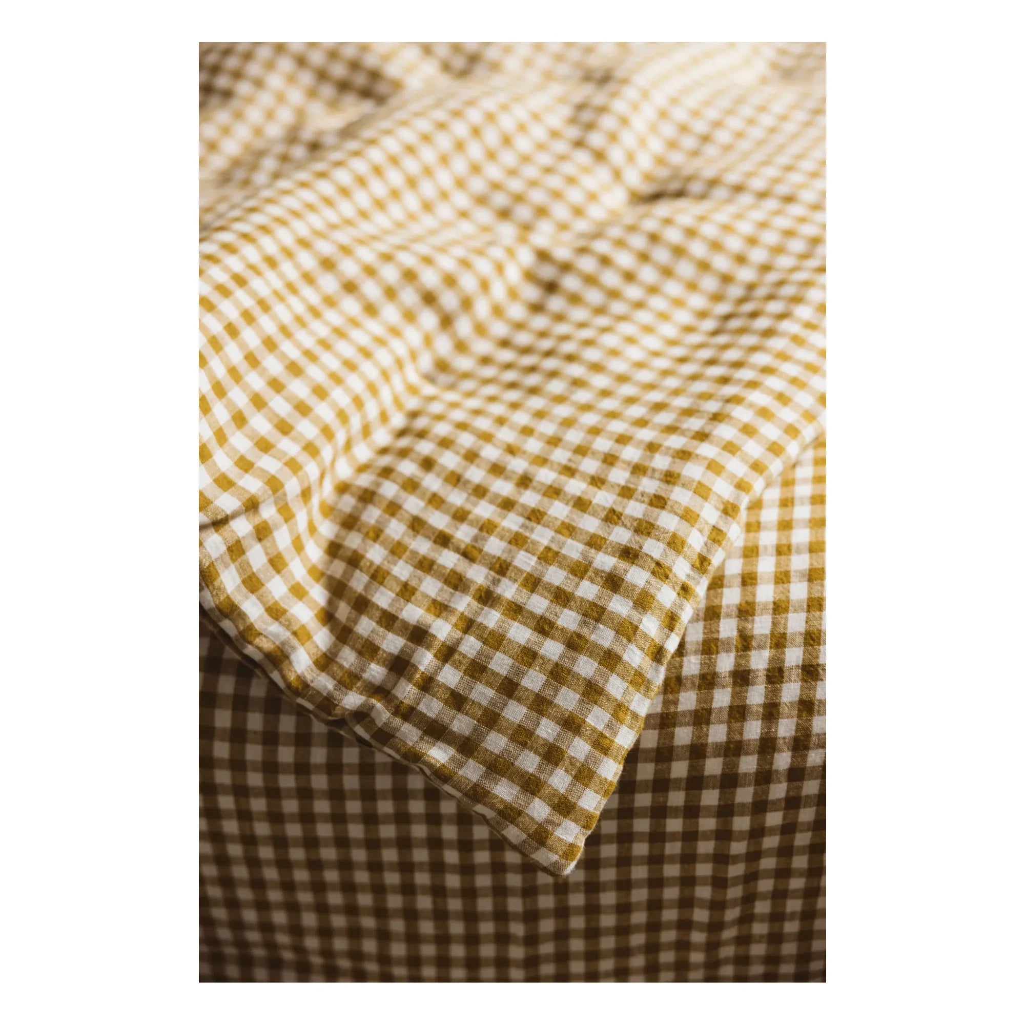 Gabrielle Paris - Gingham Washed Linen Duvet Cover | Yellow Curry
