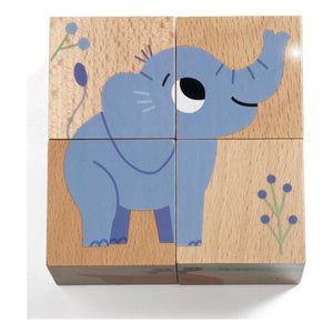 Djeco - Wild & Co Wooden Puzzle Cubes