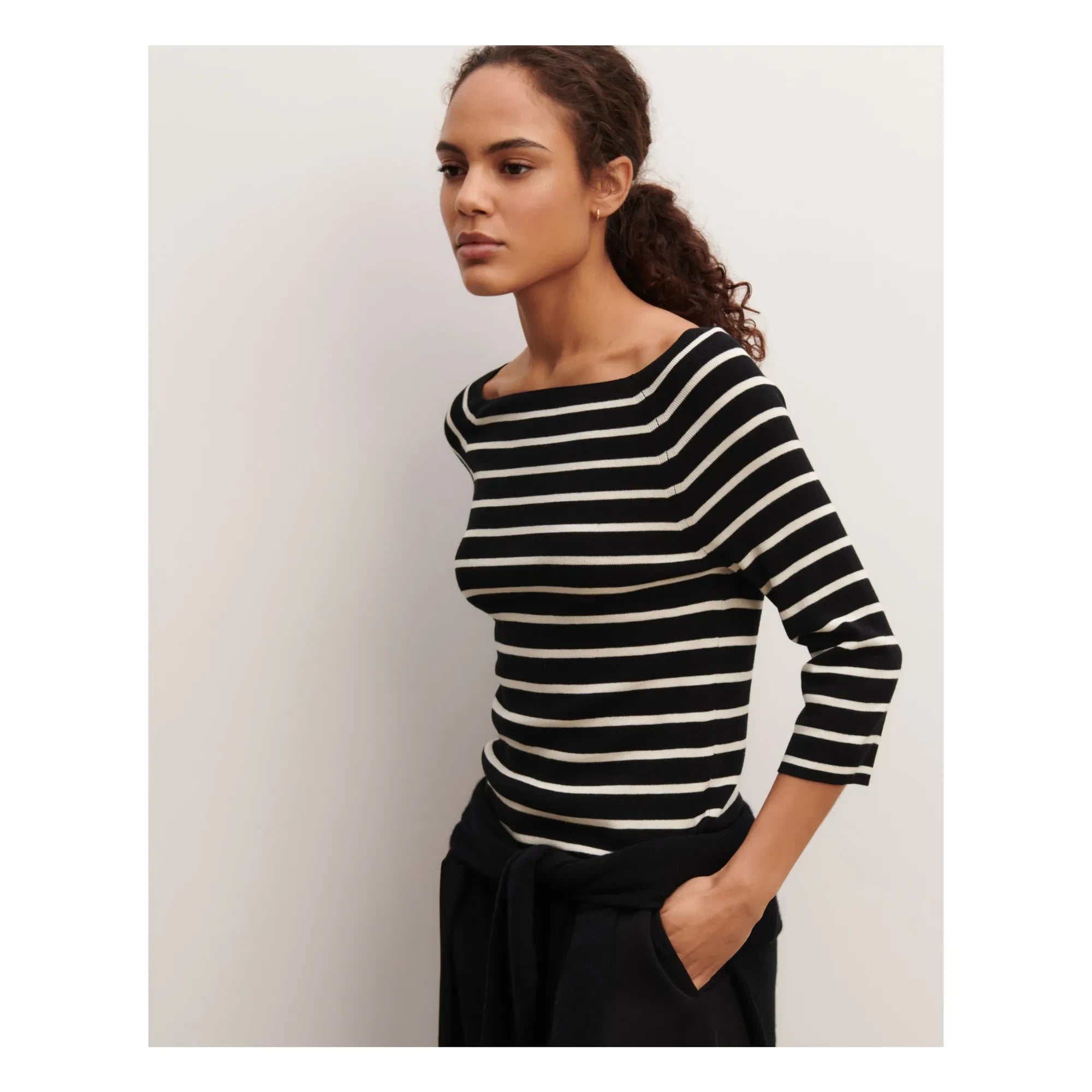 Bompard - Black Top Marinière Silk and Cashmere