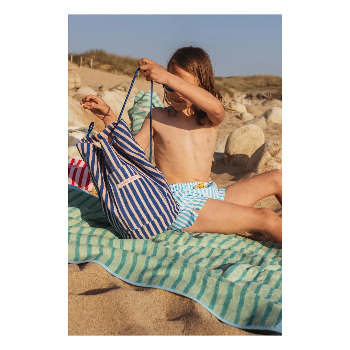 Jera Mini - Striped Beach Towel | Green