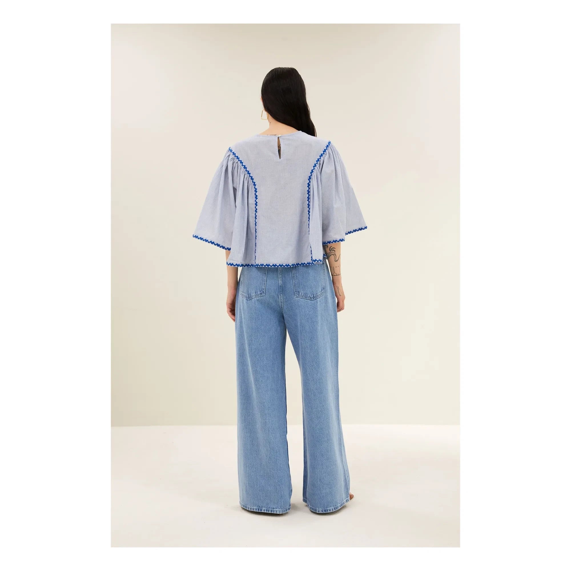 By Bar - Davin Organic Cotton Blouse | Blue