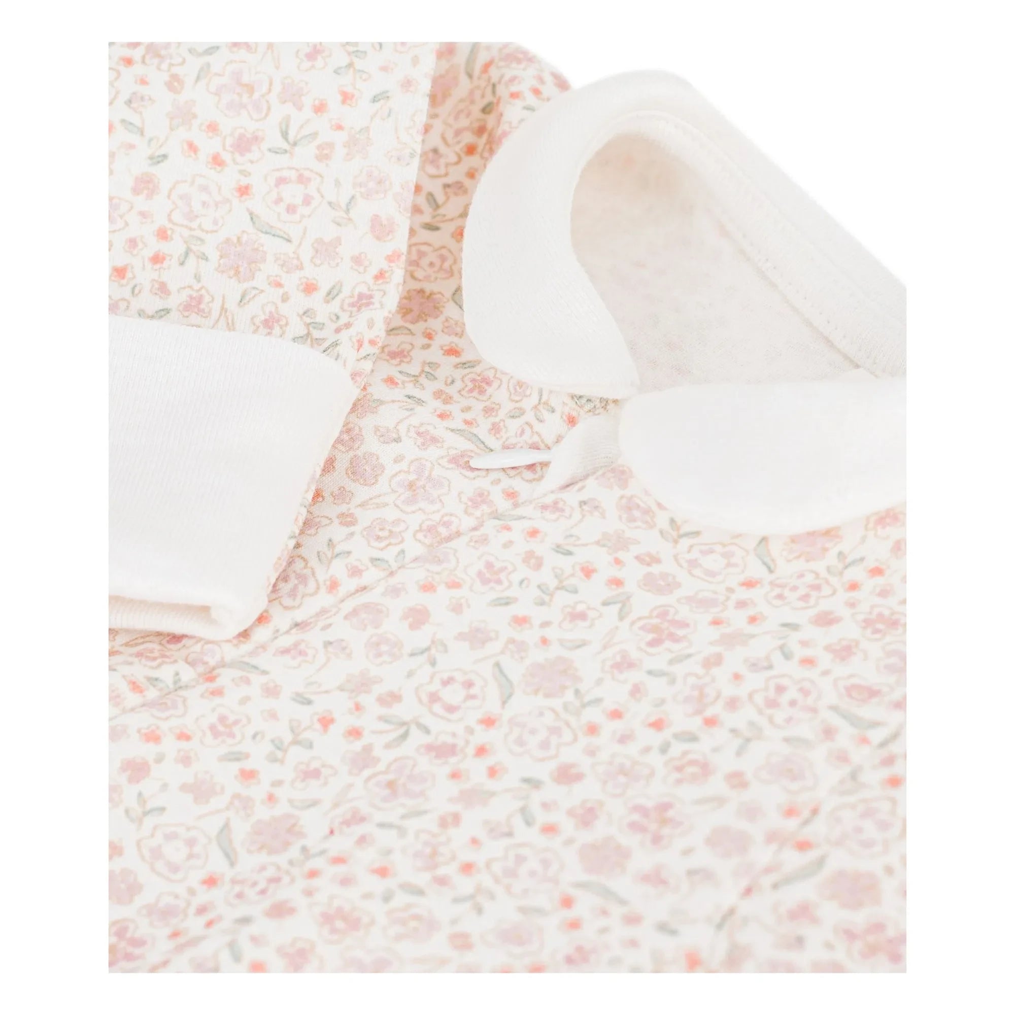 Petit Bateau - Pyjamas Dors Bien Çiçekli Organik Pamuk | Beyaz