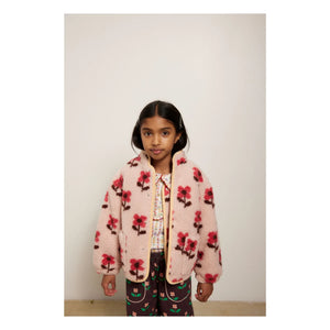 Hello Simone - Floral Patterned Sherpa Bear Jacket | Pink
