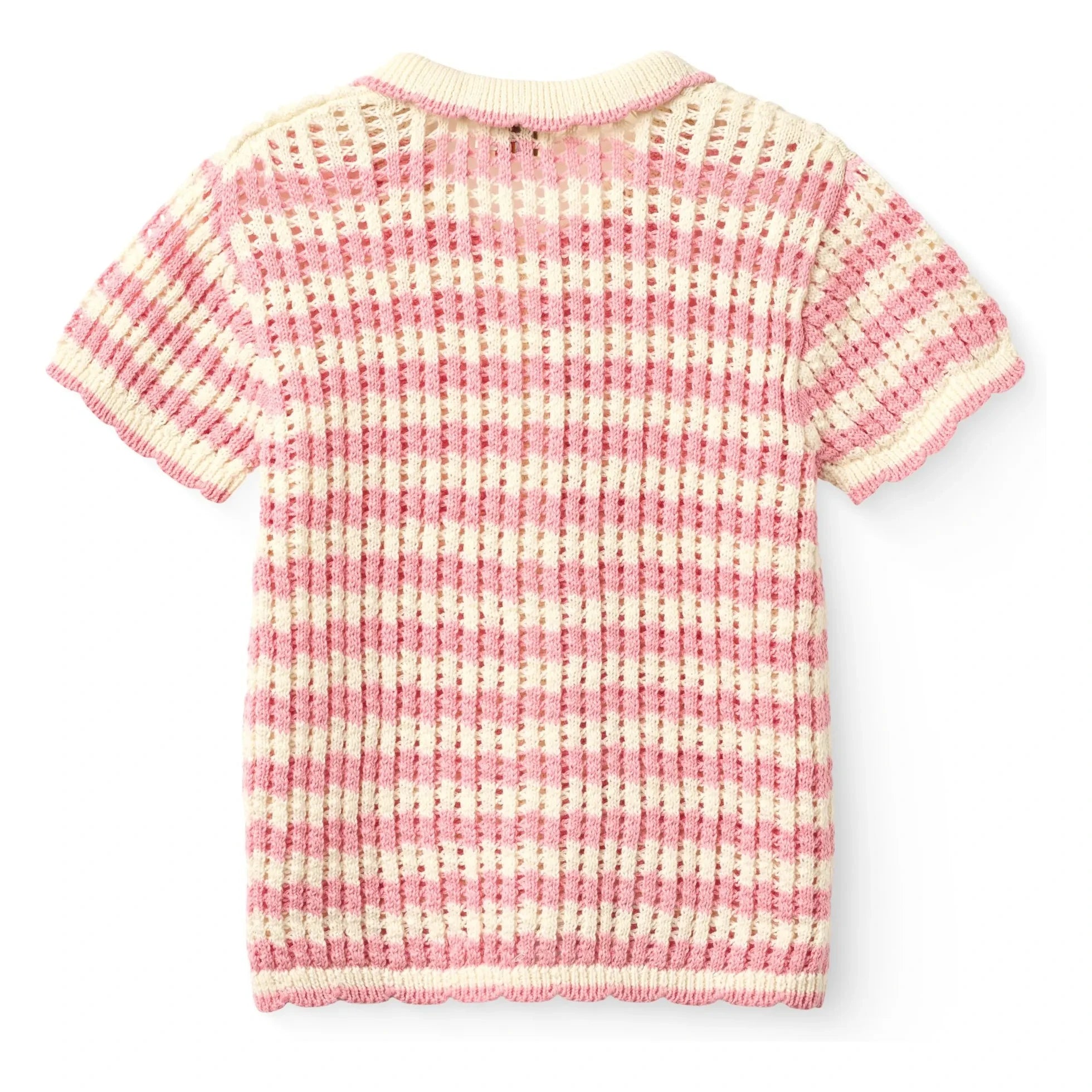 Copenhagen Colors - Organic Cotton Crochet Short Sleeve Cardigan | Ecru