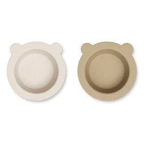 Liewood - Peony Non-slip Silicone Bowls - 2-Pack | Sand