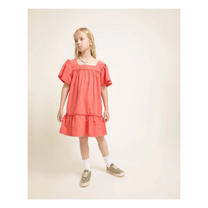 Búho - Organic cotton poplin ruffle dress | Red