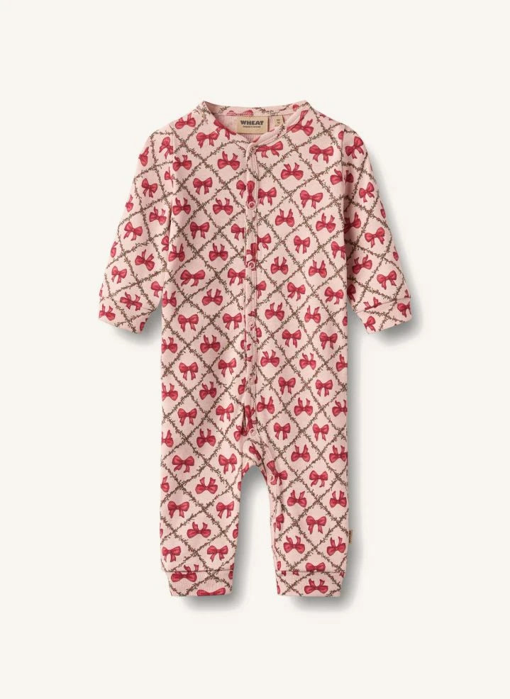 Wheat - Nikola organic cotton knotted romper | Framboise