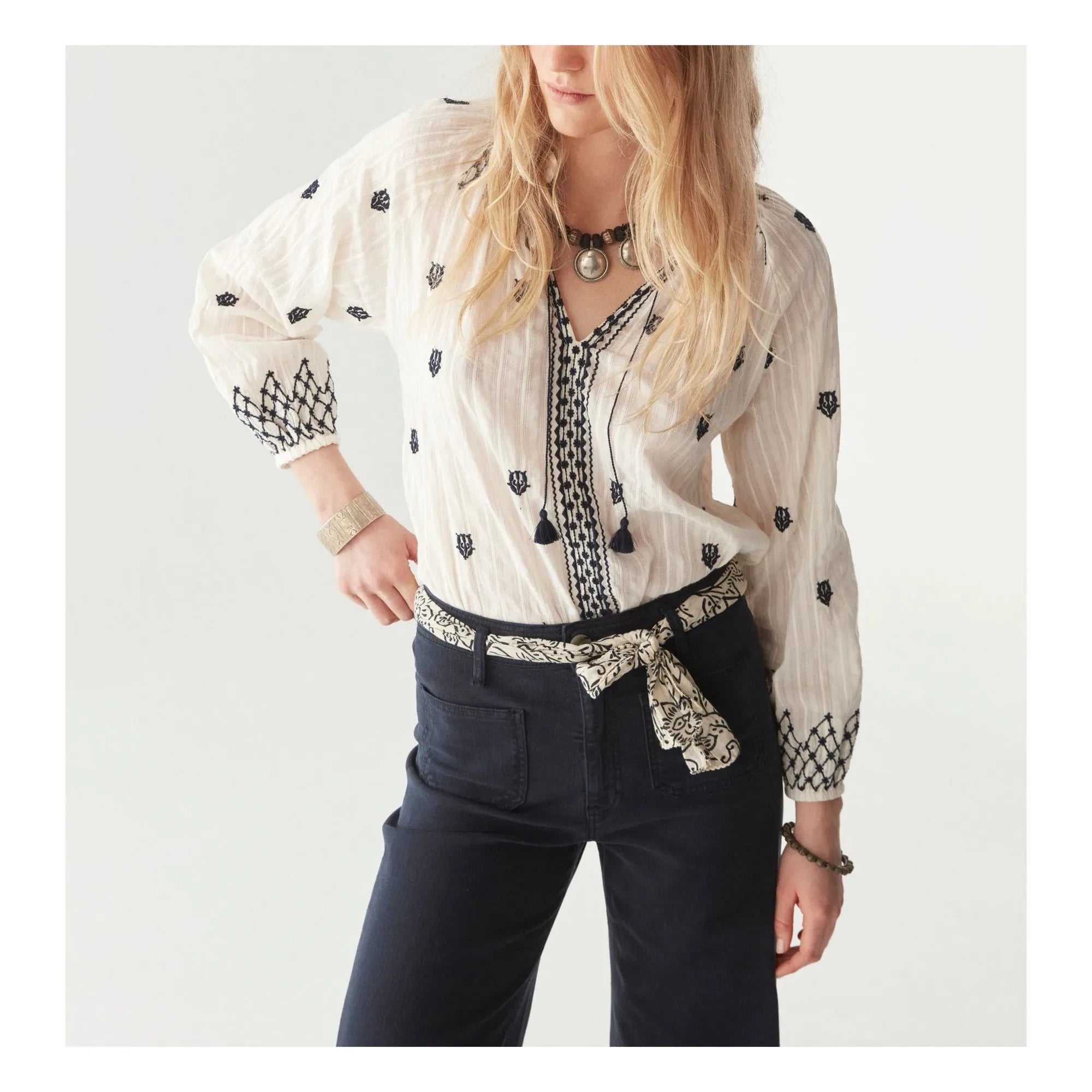 Maison Hotel - Santorini Sybille Blouse | White