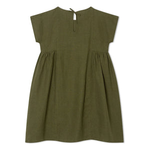Matona - Boxed Linen Midi Dress | Olives