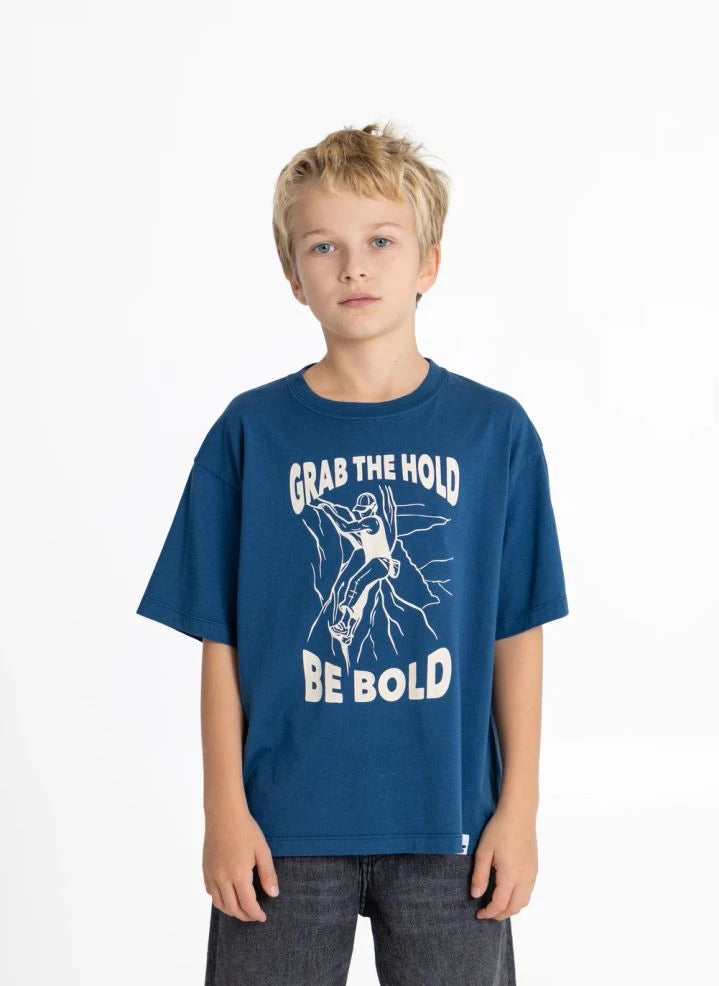 Hundred Pieces - Finn Climb Organic Cotton T-Shirt | Grey Blue