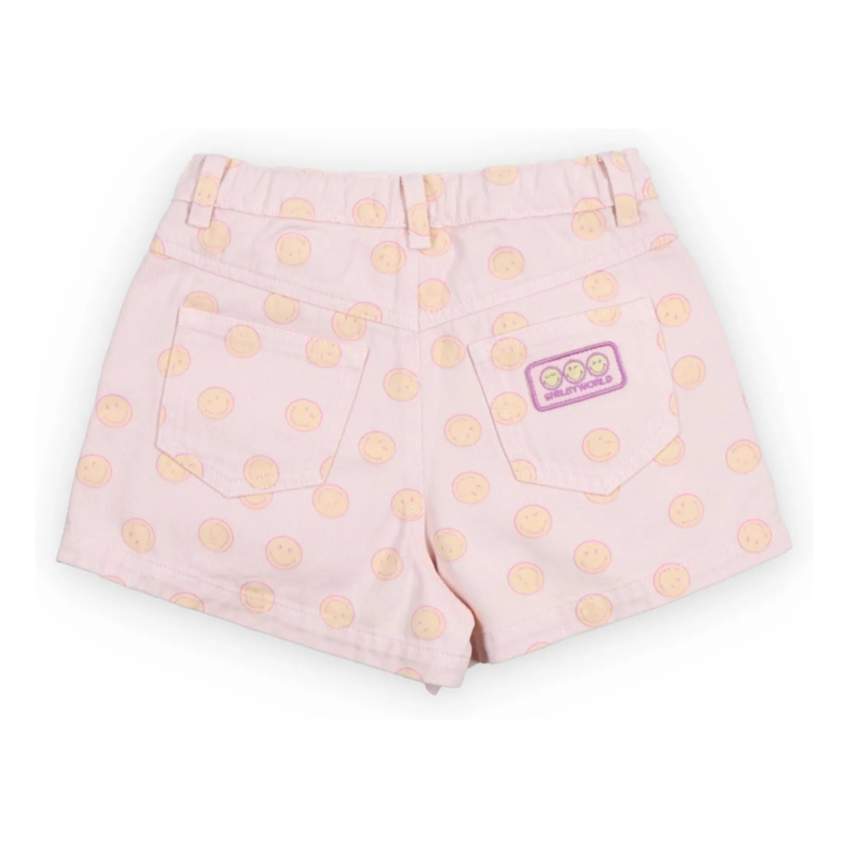 the new society - Denim Smiley Cotton Shorts BCI | Pale Pink