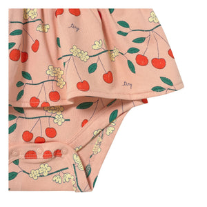 Tinycottons - Organic Cotton Cherry Ruffle Romper | Pink