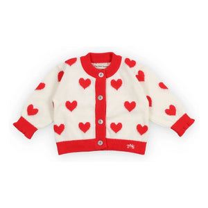 the new society - Maqui Hearts Jacquard Cardigan | White