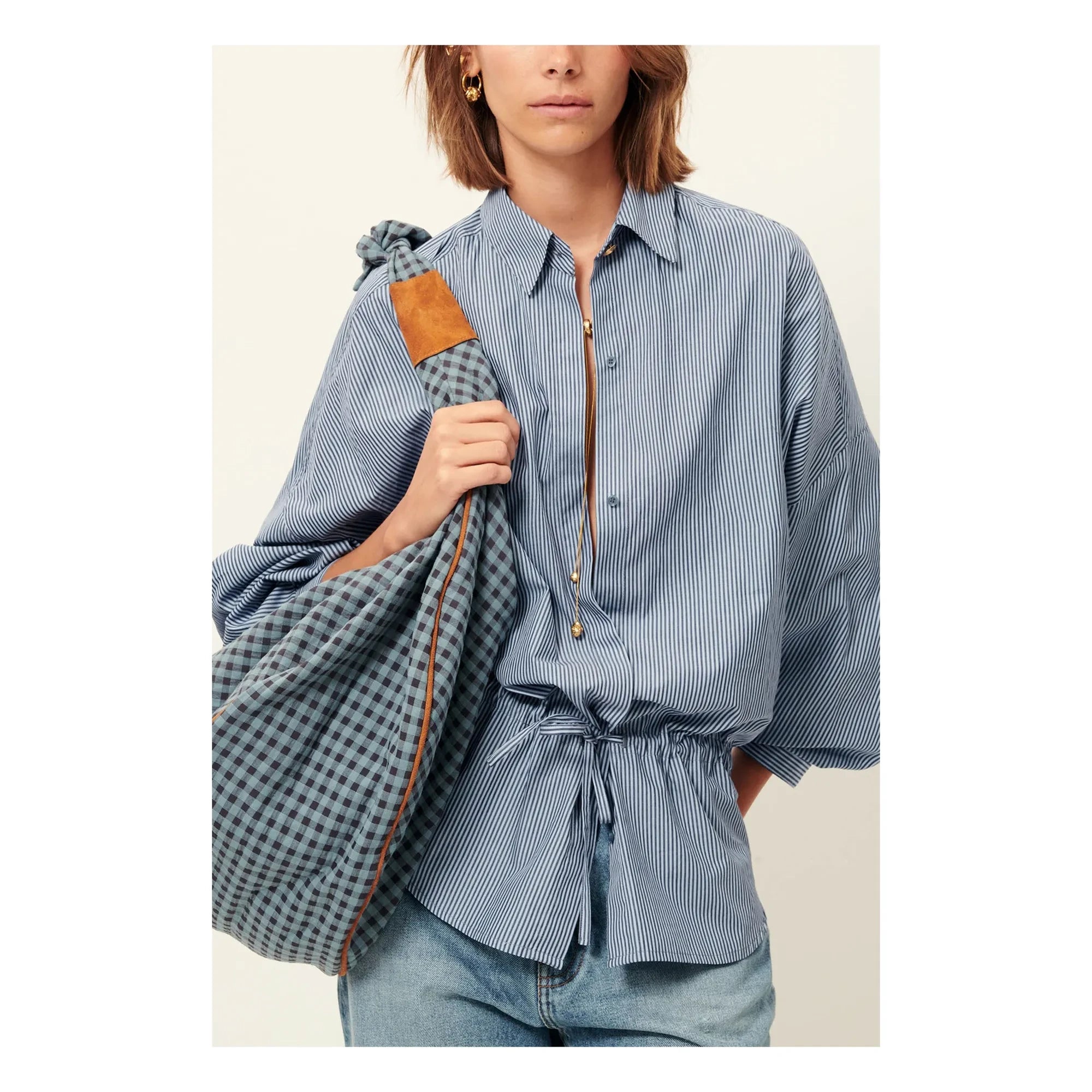Sessùn - Santalin Cotton Striped Blouse | Blue