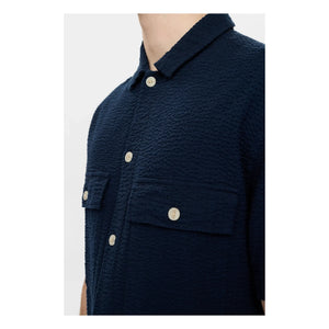 Anerkjendt - Akotto Seersucker Shirt | Dark Blue