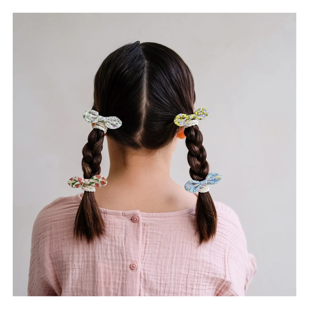 Mimi & Lula - 5 Floral Knotted Elastic Hair Tie Set | Ivory