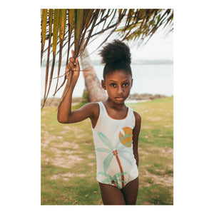 Pepita & Me - Sun & Moon Shiny Palm Swimsuit | White