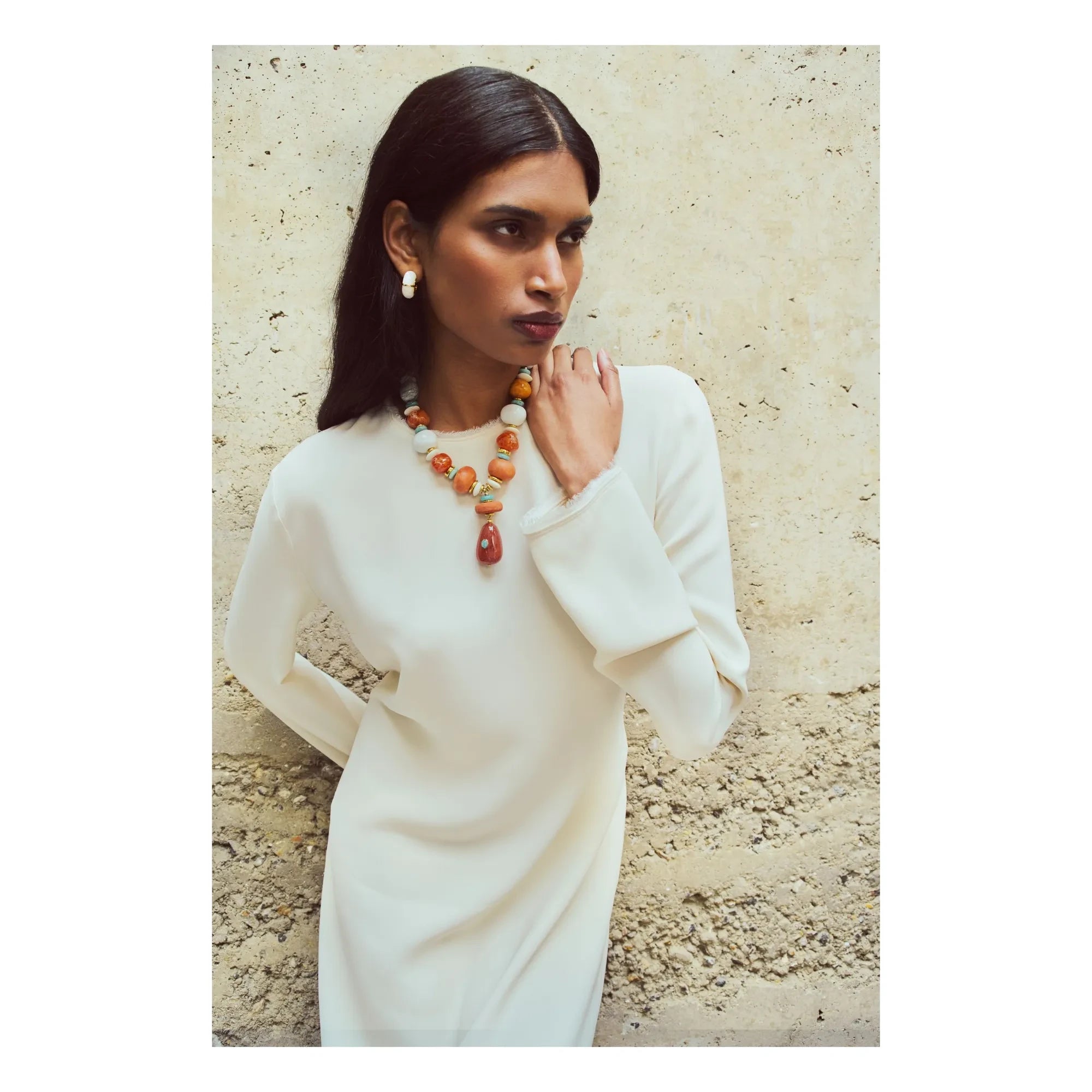 Lizzie Fortunato - Zellige Hoop Earrings with Pearl Detail