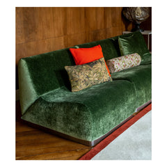 The Socialite Family - Rotondo Modular Fireplace Side Armchair in Bright Velvet | Olive Green
