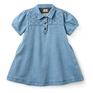 Copenhagen Colors - Quilted Denim Organic Cotton Dress | Light Blue