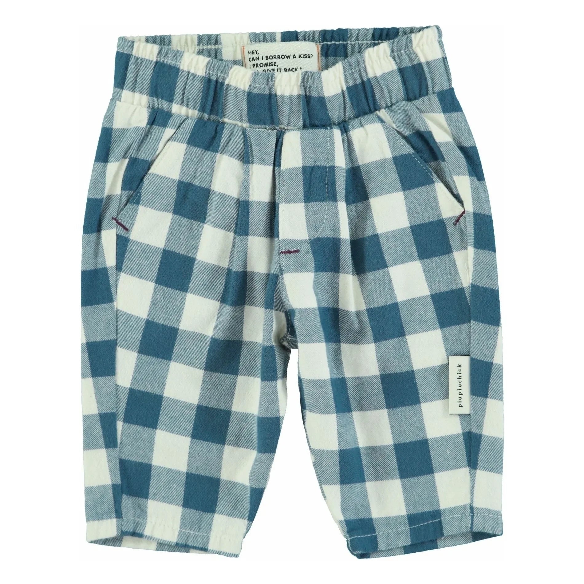 Piupiuchick - Organic Cotton Checkered Pants | Blue