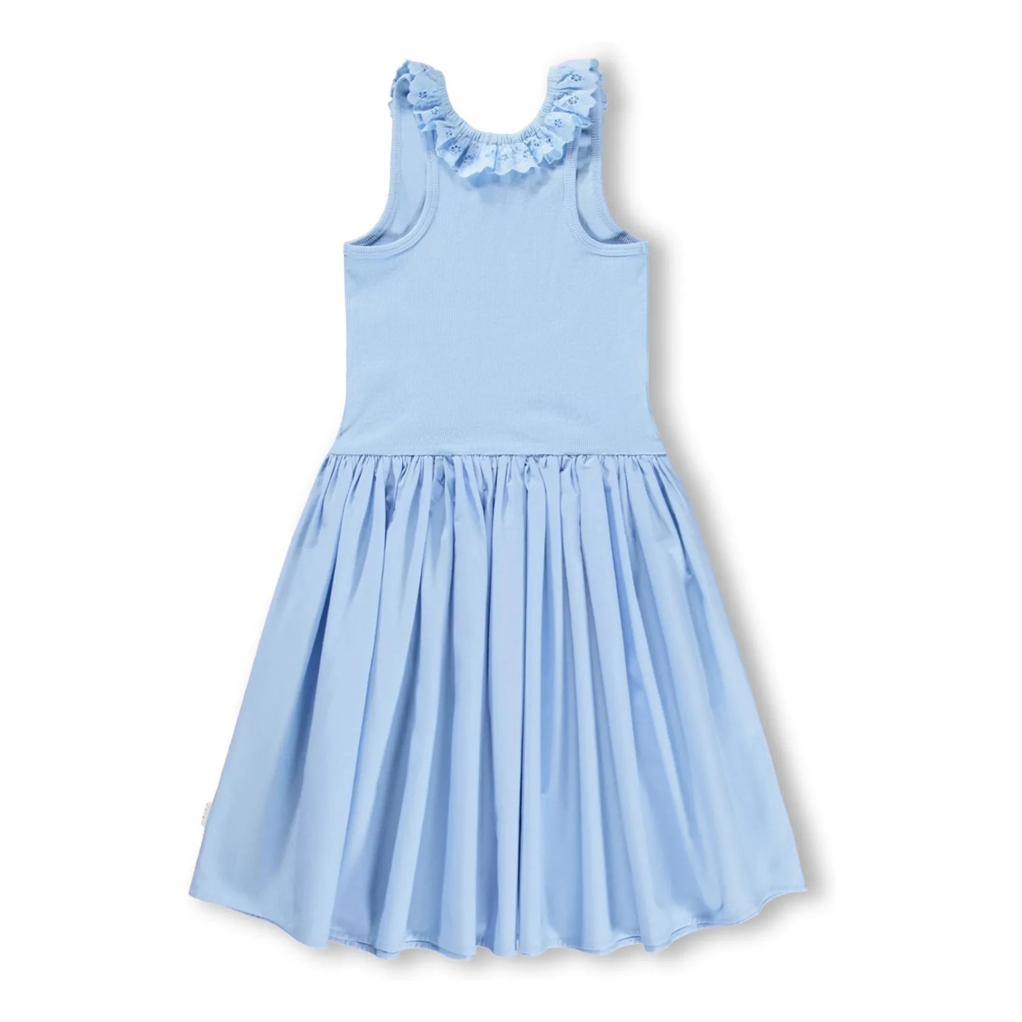 Molo - Ruffled Crocodile Cotton Dress | Light Blue