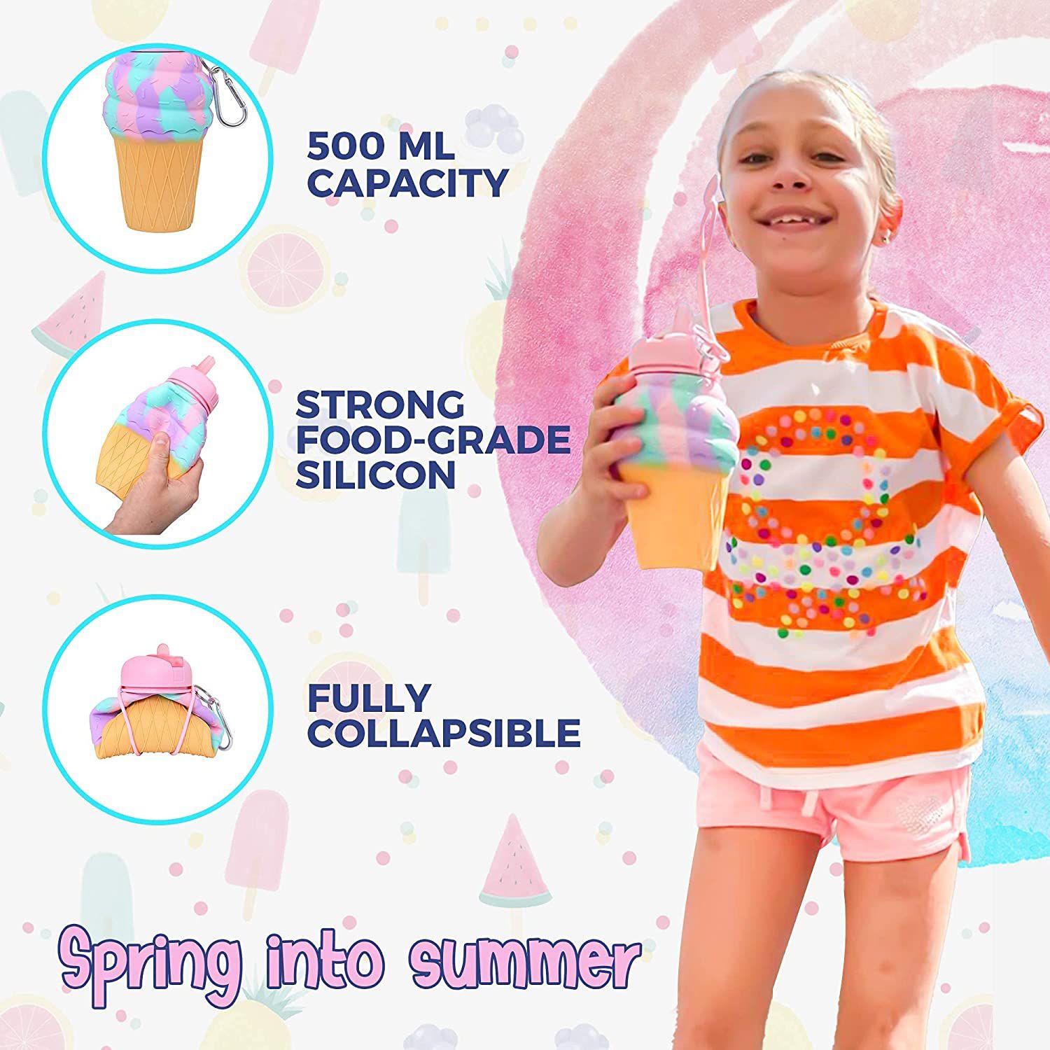 Dinossi - Ice Cream-Shaped BPA-Free Silicone Sippy Cup