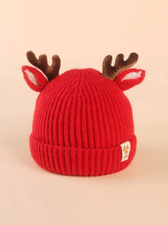 Dinossi - Kid's Beanie with Deer Antlers and Ears Red 