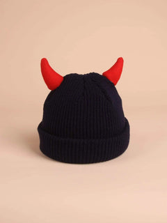 Dinossi - Red Horned Kid's Beanie Black 
