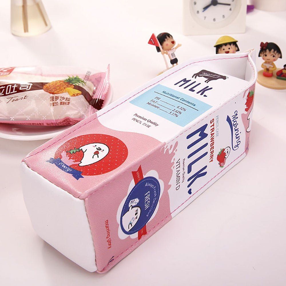 Dinossi - Scented Strawberry Milk Carton Shaped Pencil Case 