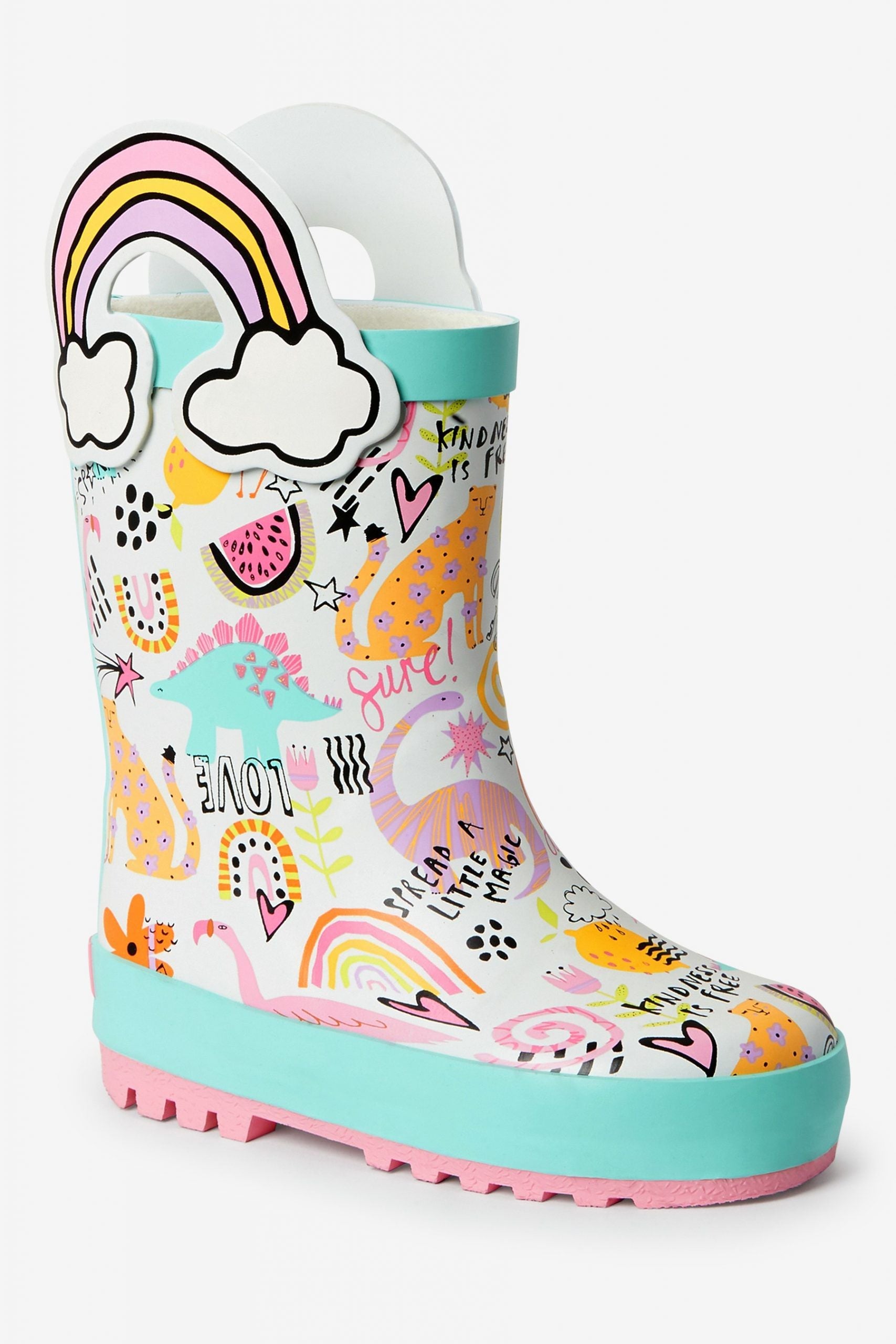 Dinossi - Love Fleece-Lined Kids' Rain Boots with Handles