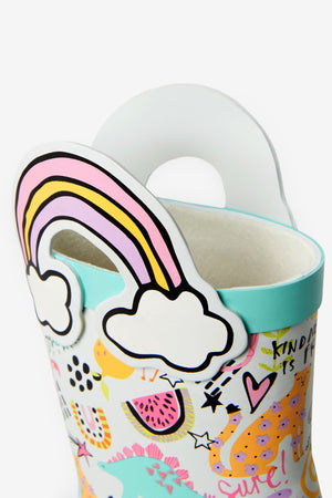 Dinossi - Love Fleece-Lined Kids' Rain Boots with Handles