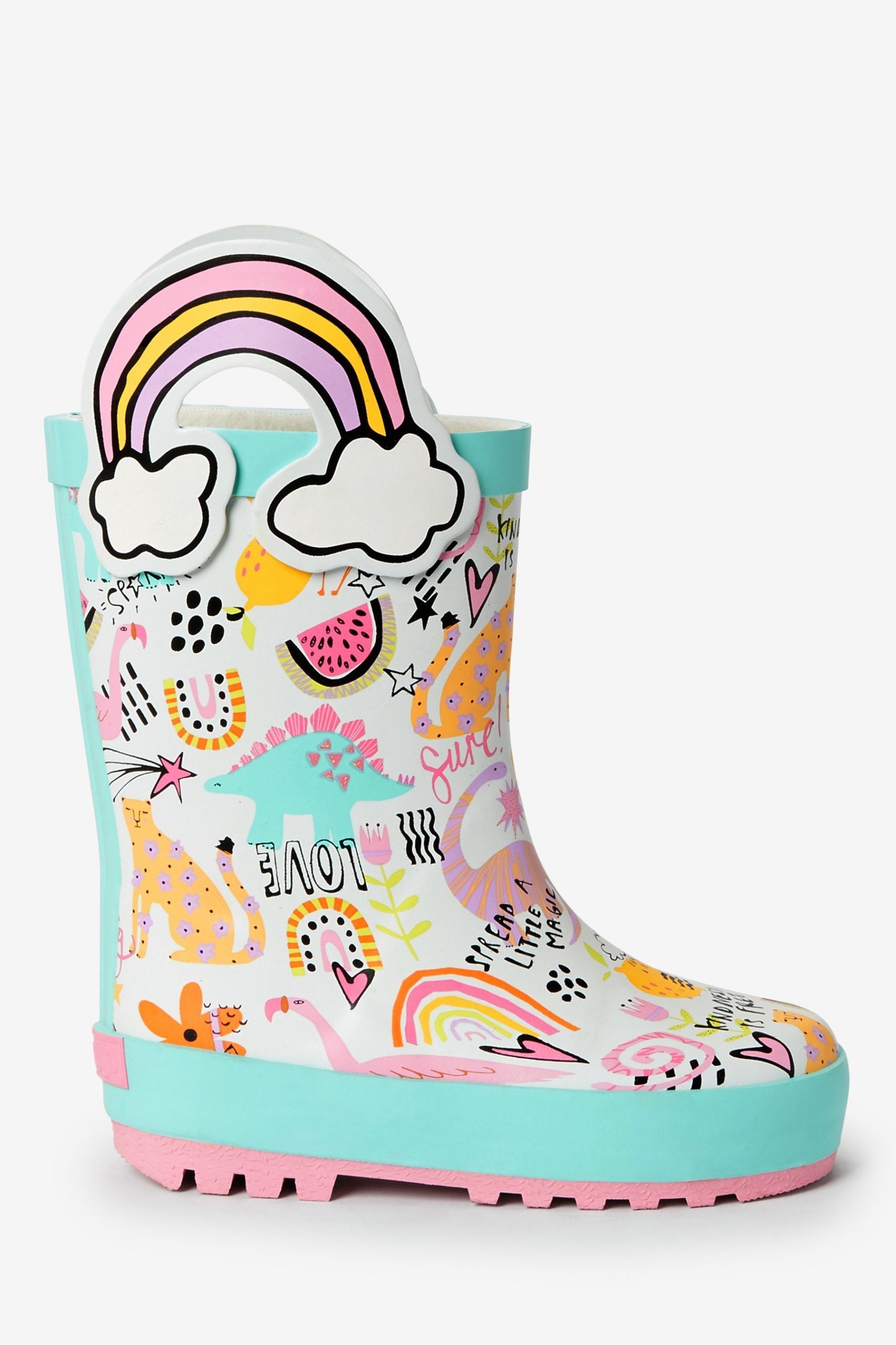 Dinossi - Love Fleece-Lined Kids' Rain Boots with Handles