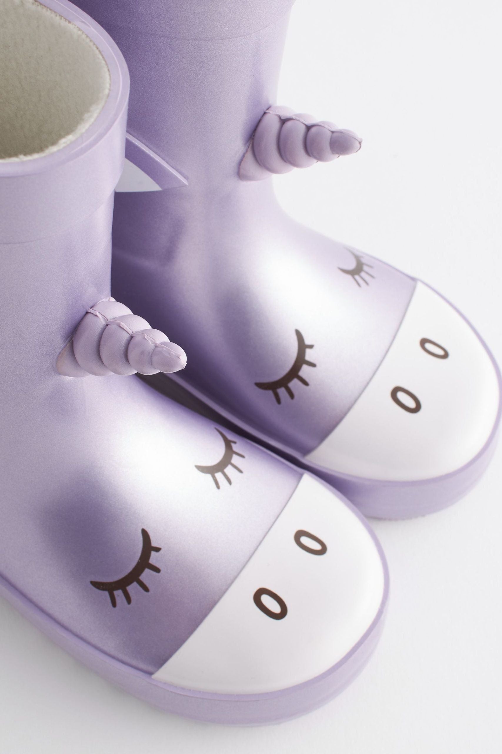 Dinossi - Lilac Purple Unicorn Soft Sole Girls Polar Fleece Rain Boots - 29