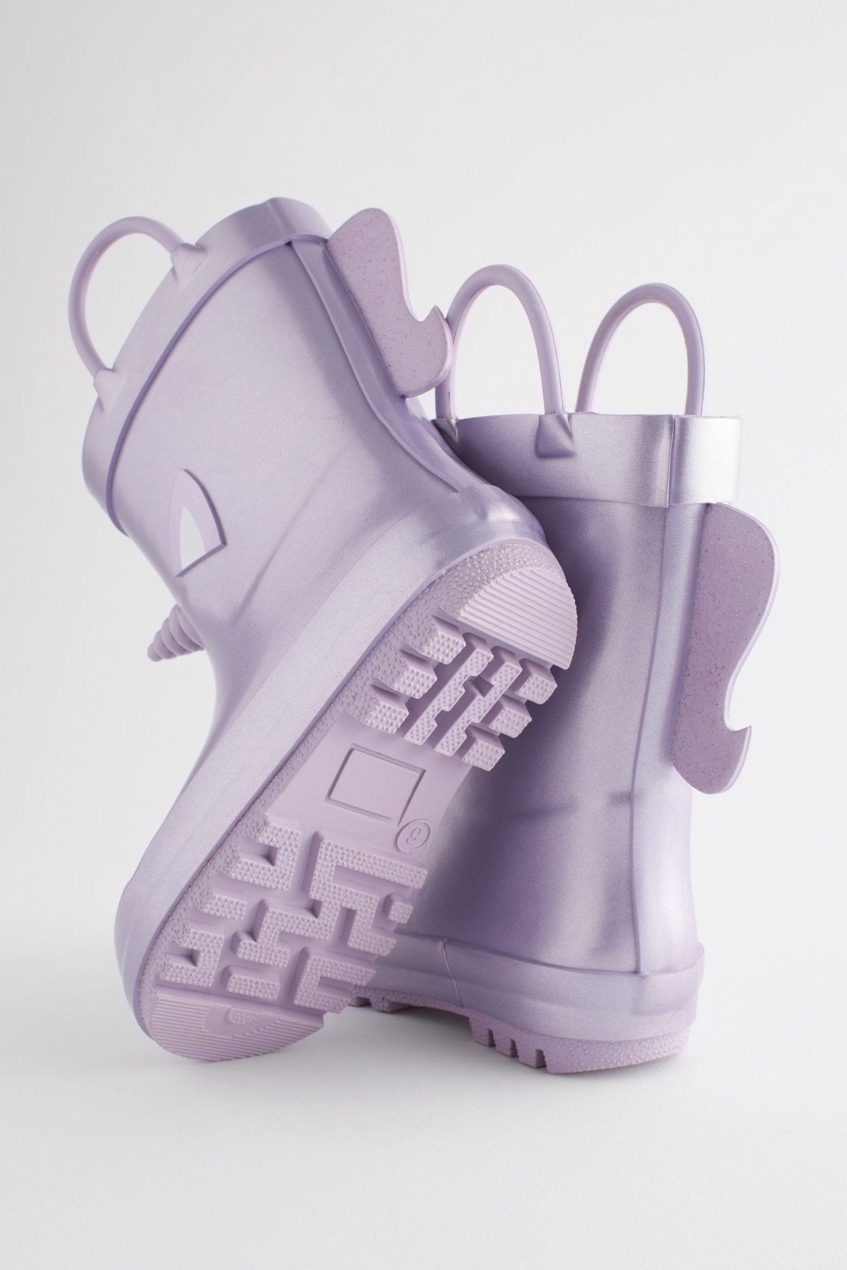 Dinossi - Lilac Purple Unicorn Soft Sole Girls Polar Fleece Rain Boots - 30.5