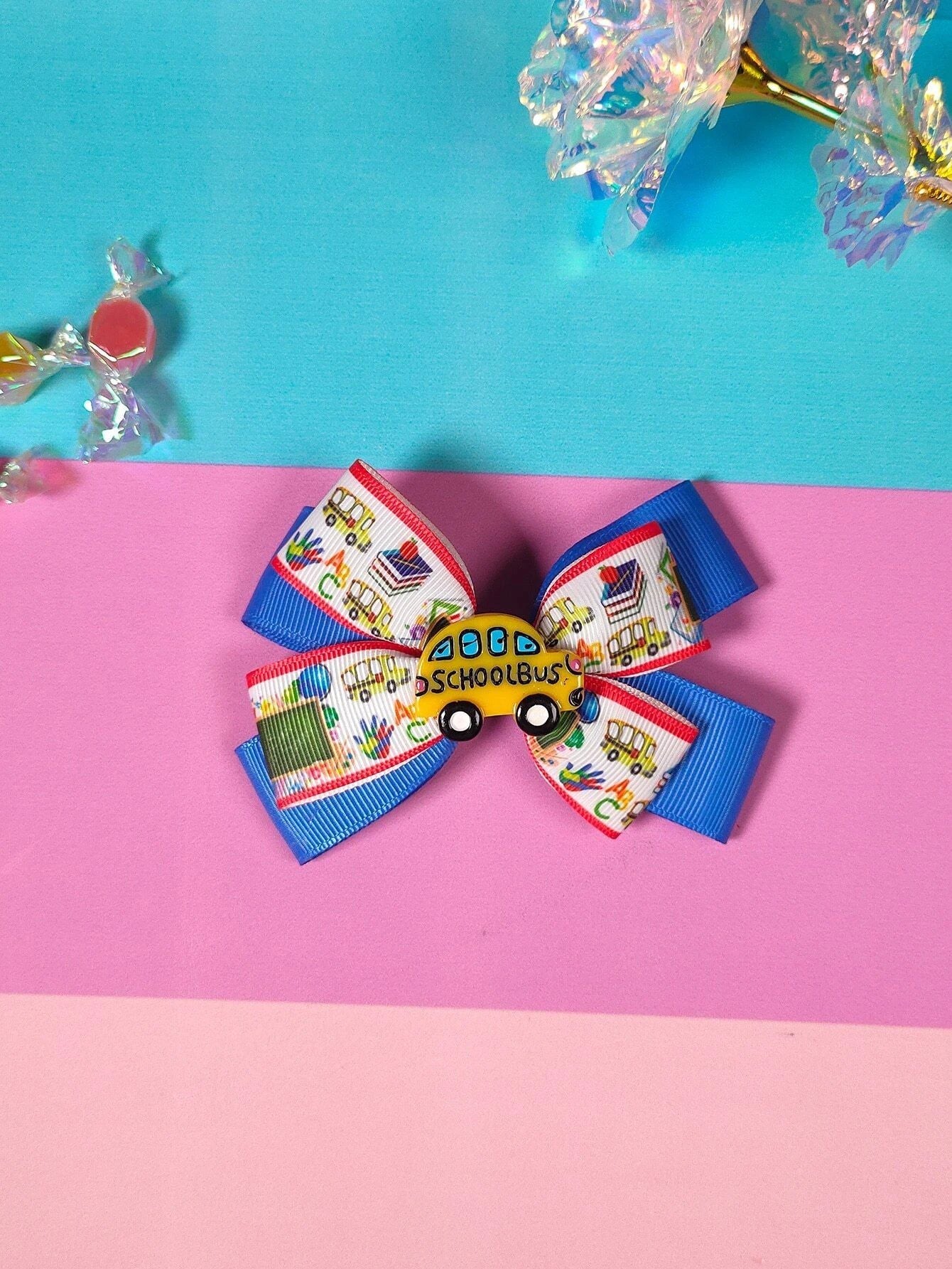 Dinossi - School Bus Design Girls Hair Clip 