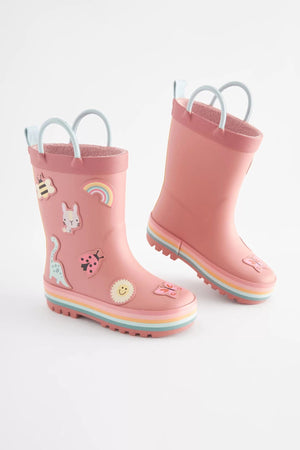 Dinossi - Soft Pink Soft Sole Girls Polar Fleece Rain Boots - 28