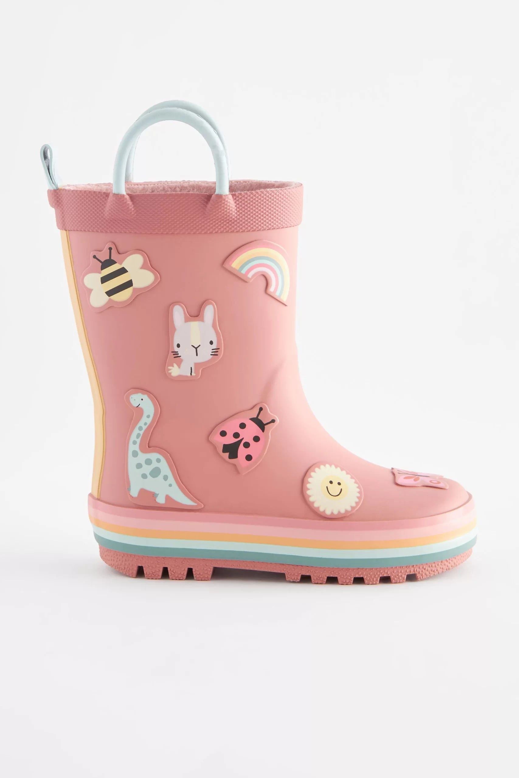 Dinossi - Soft Pink Soft Sole Girls Polar Fleece Rain Boots - 28