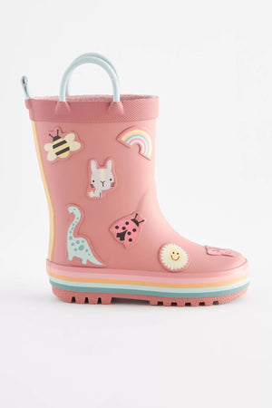 Dinossi - Soft Pink Soft Sole Girls Polar Fleece Rain Boots - 28