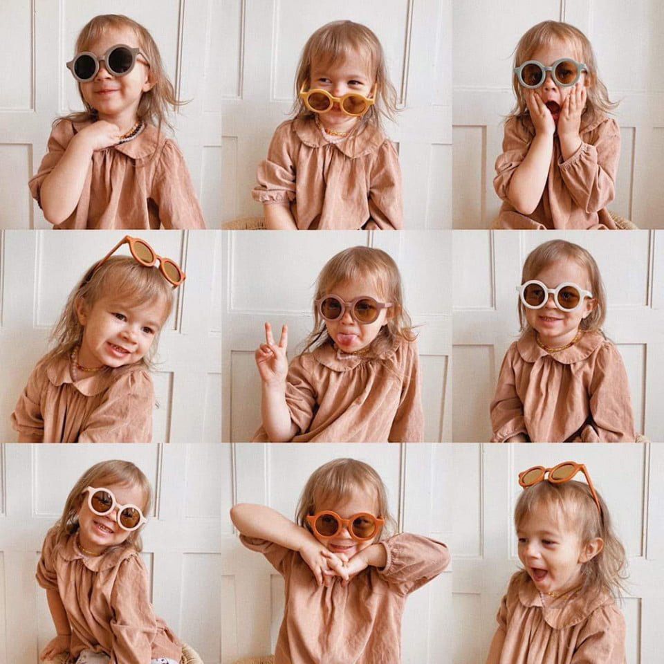 Dinossi - Sustainable Children's Sunglasses Round Model - Brown 