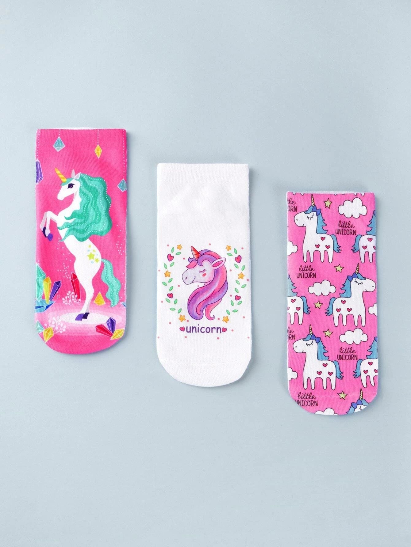 Dinossi - Unicorn Girl's 3-Pack Socks Set