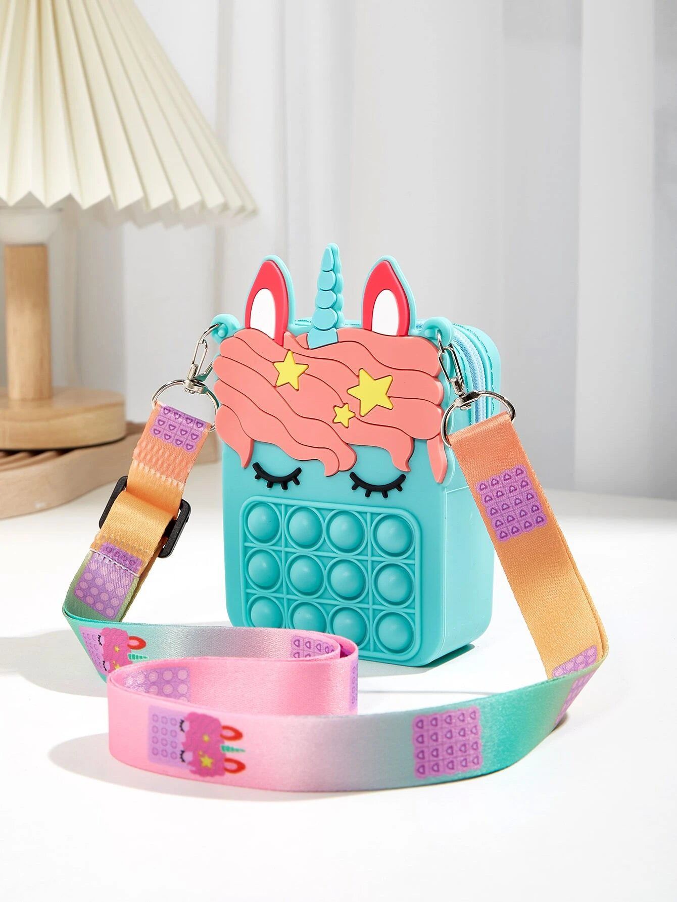 Dinossi - Unicorn Popit Design Baby Blue Girl Shoulder Bag 
