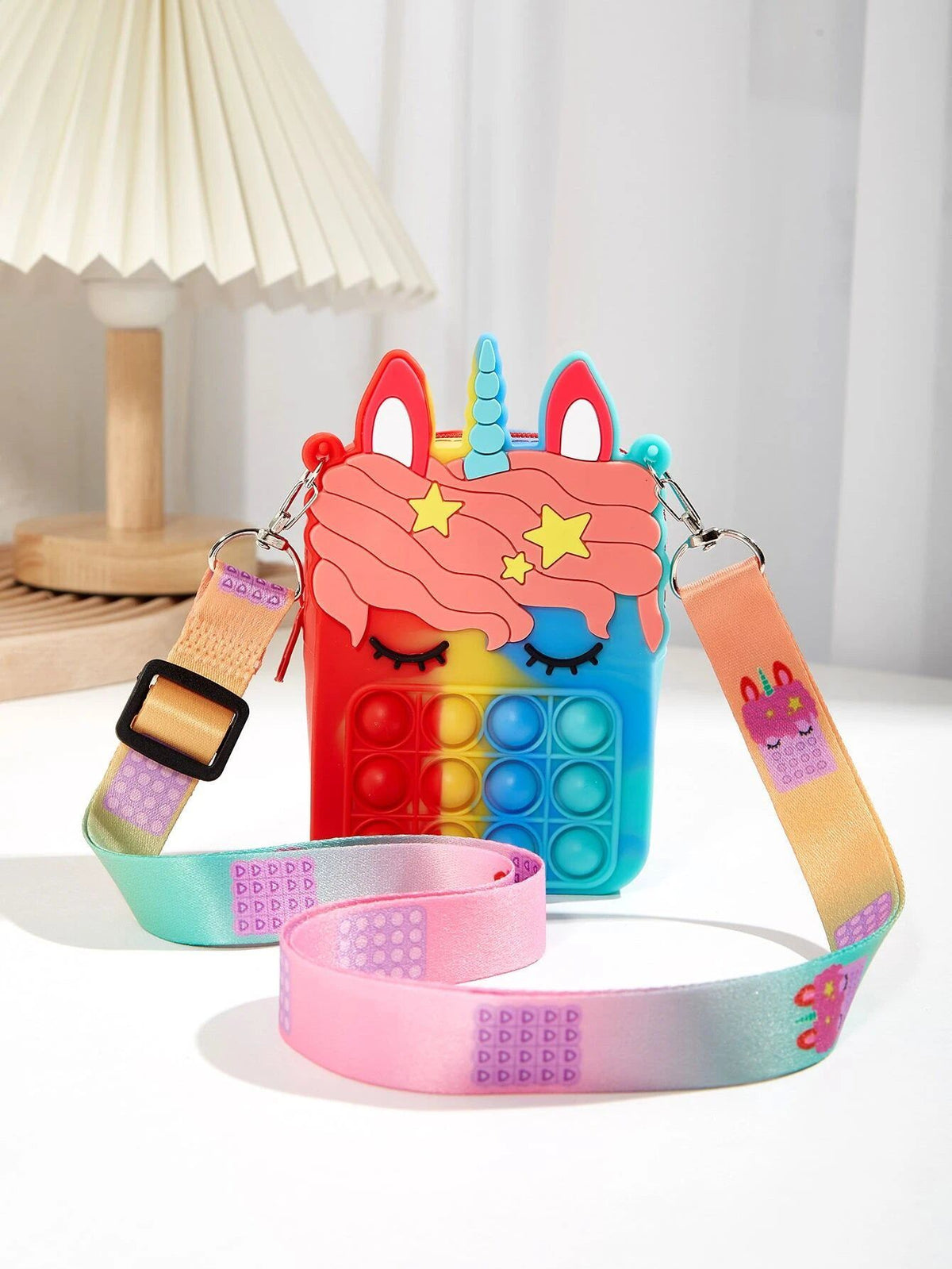 Dinossi - Unicorn Popit Design Blue Red Girl Shoulder Bag 
