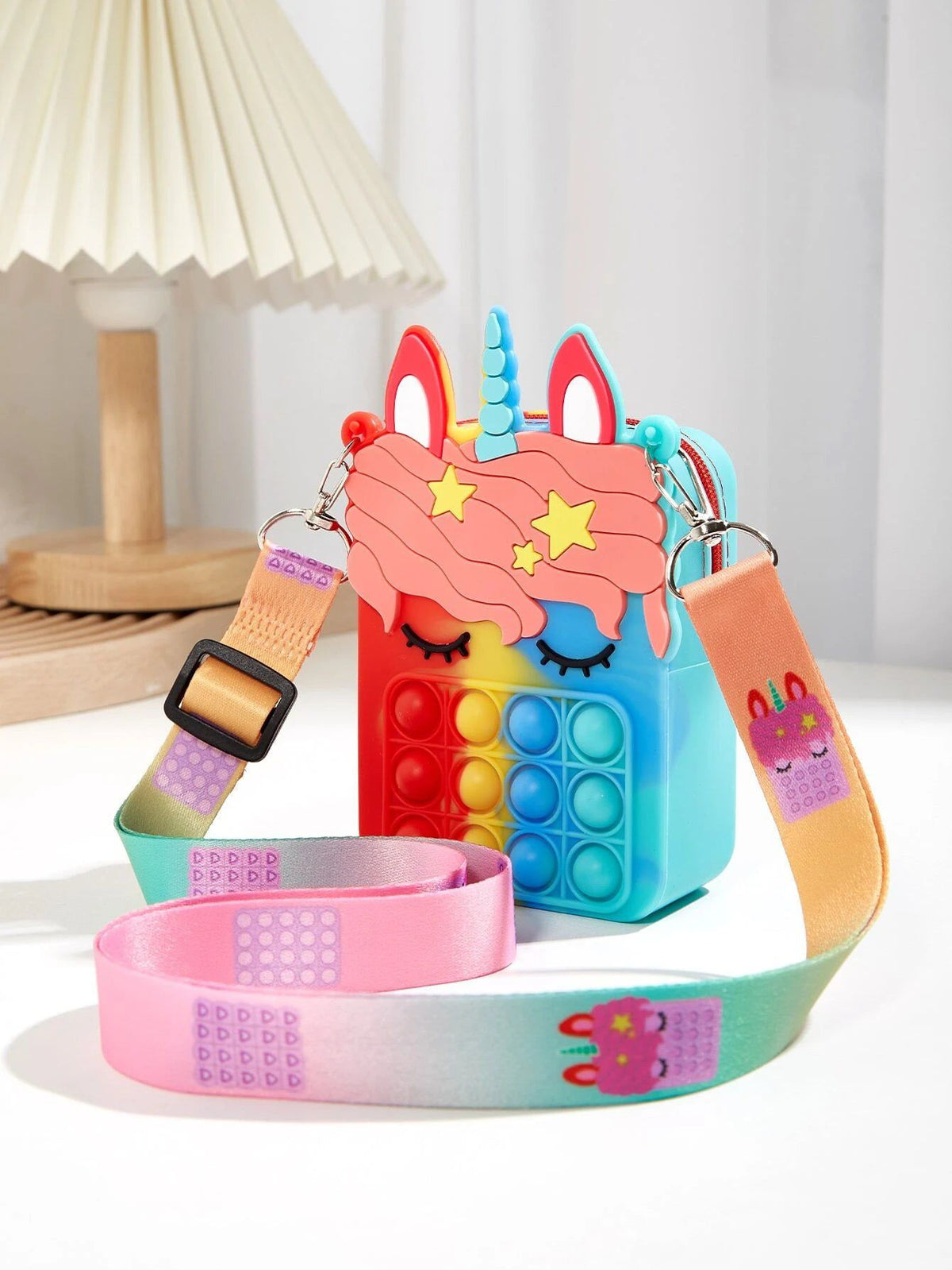 Dinossi - Unicorn Popit Design Blue Red Girl Shoulder Bag 