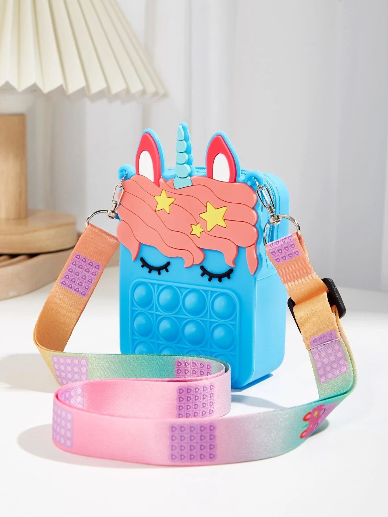 Dinossi - Unicorn Popit Design Blue Girl Shoulder Bag 