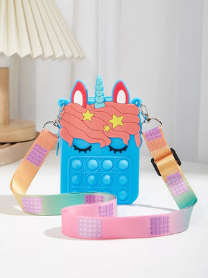 Dinossi - Unicorn Popit Design Blue Girl Shoulder Bag 